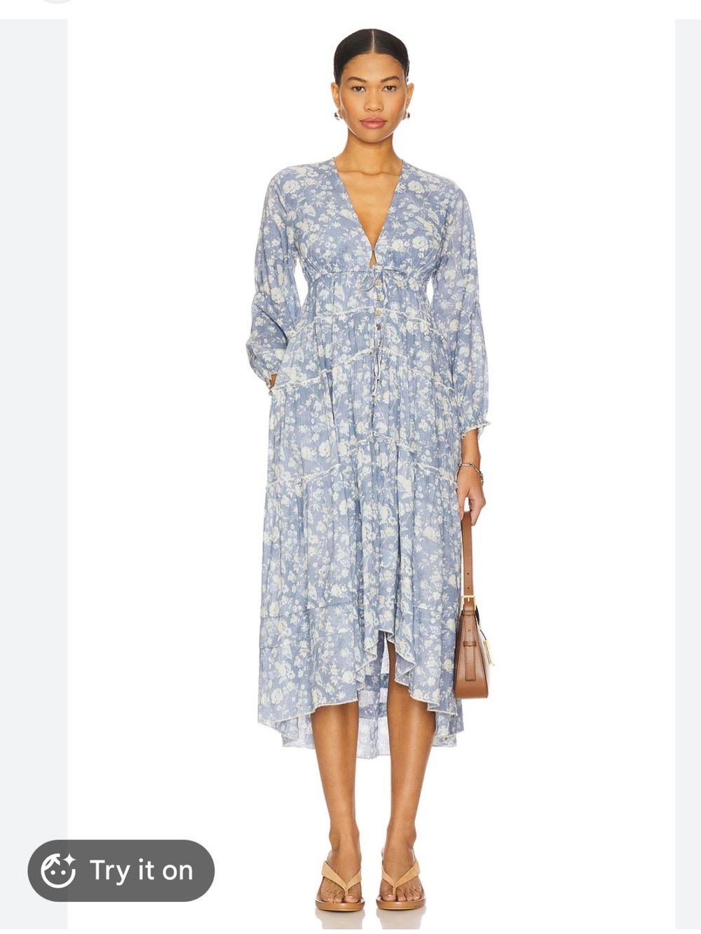 Daily Threads Vintage Blue Bandana-Print Tiered Maxi Dress 100% Cotton - Picture 7 of 7